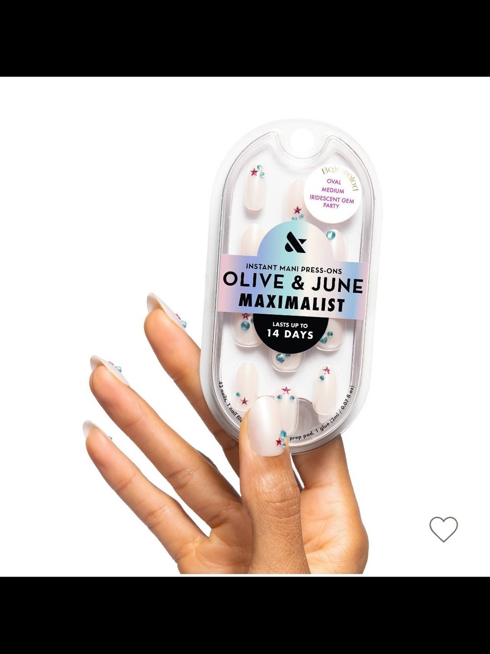 Olive & June Maximalist Press-On Nails Iridescent Gem Party Medium Oval NEW